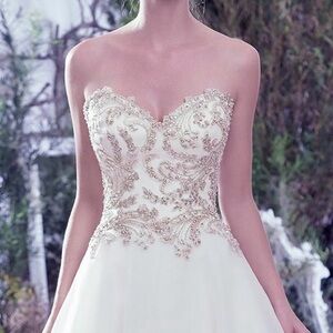 Lorenza by Maggie Sottero - Elegant White Beaded Strapless Gown